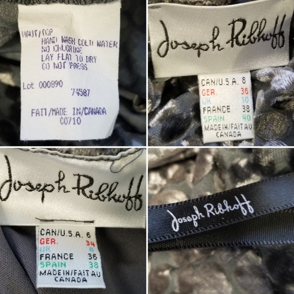 Vintage 90s y2k Joseph Ribkoff Gray Animal Print Velvet Stretchy Skirt Top Set - Picture 7 of 8